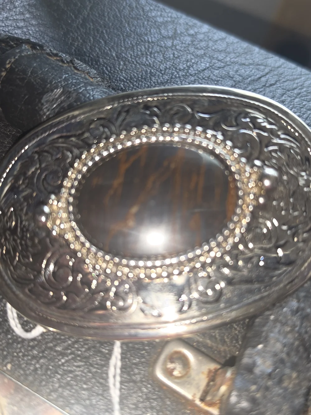 Ornate Oval Buckle with Austrailian Tiger's Eye Center